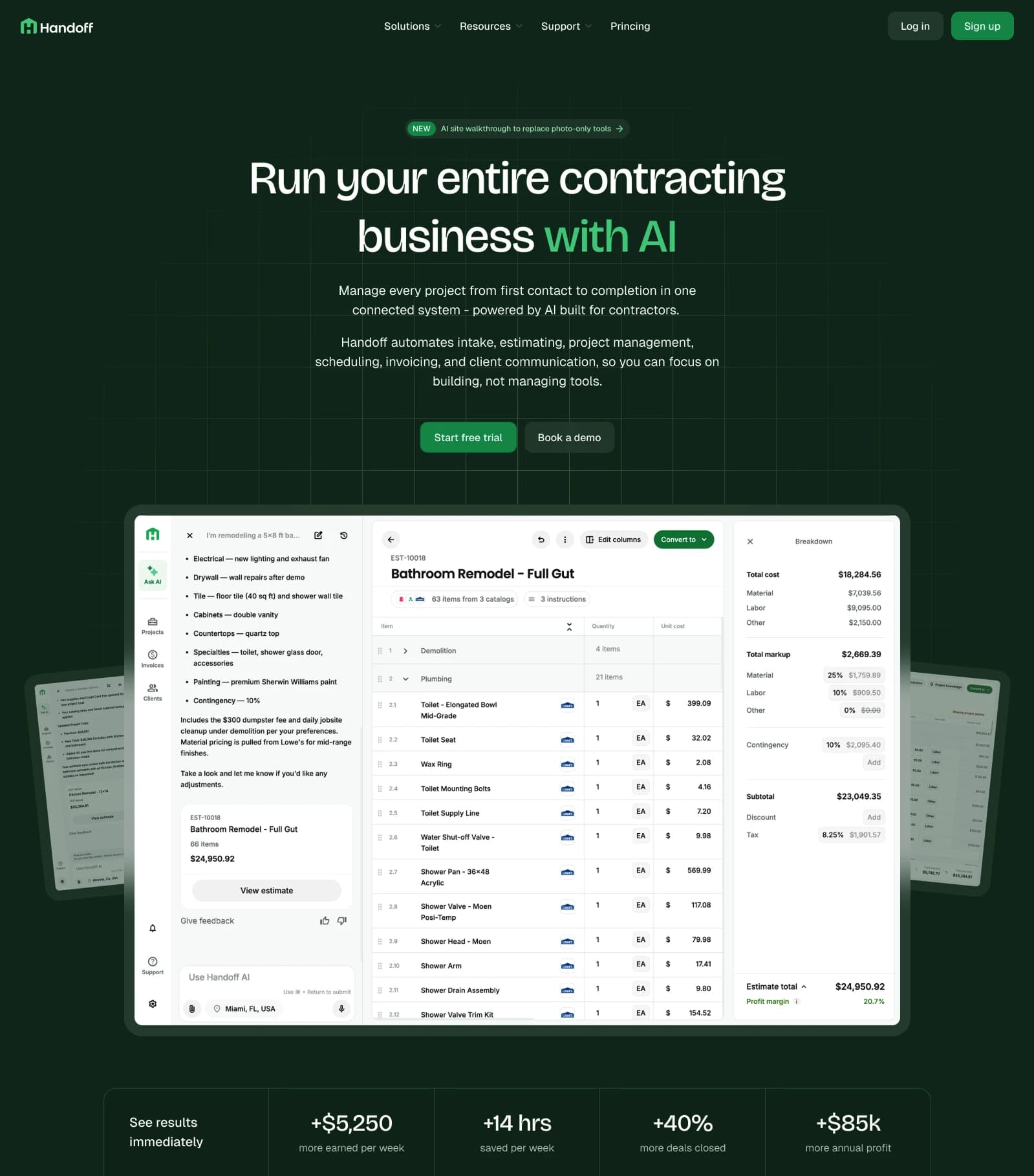 Handoff AI app interface