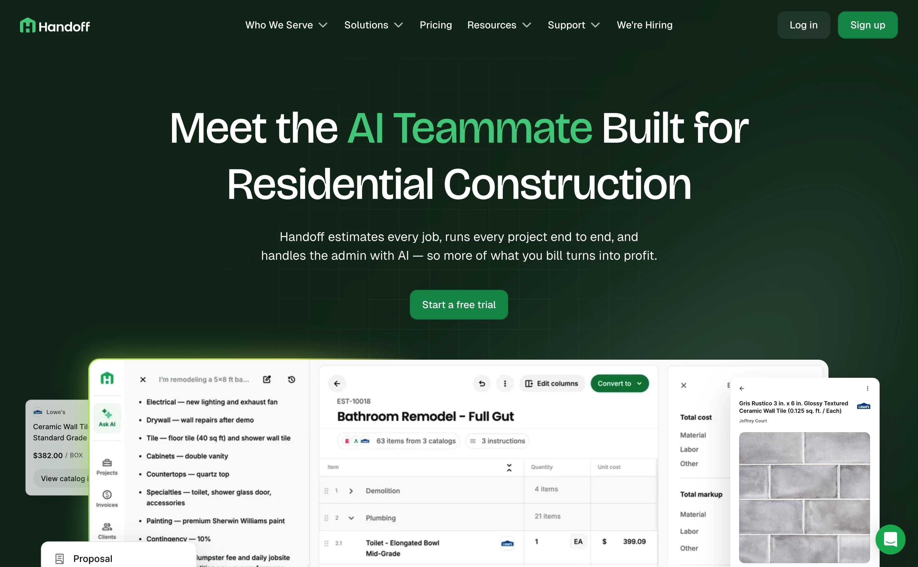 Handoff AI app interface
